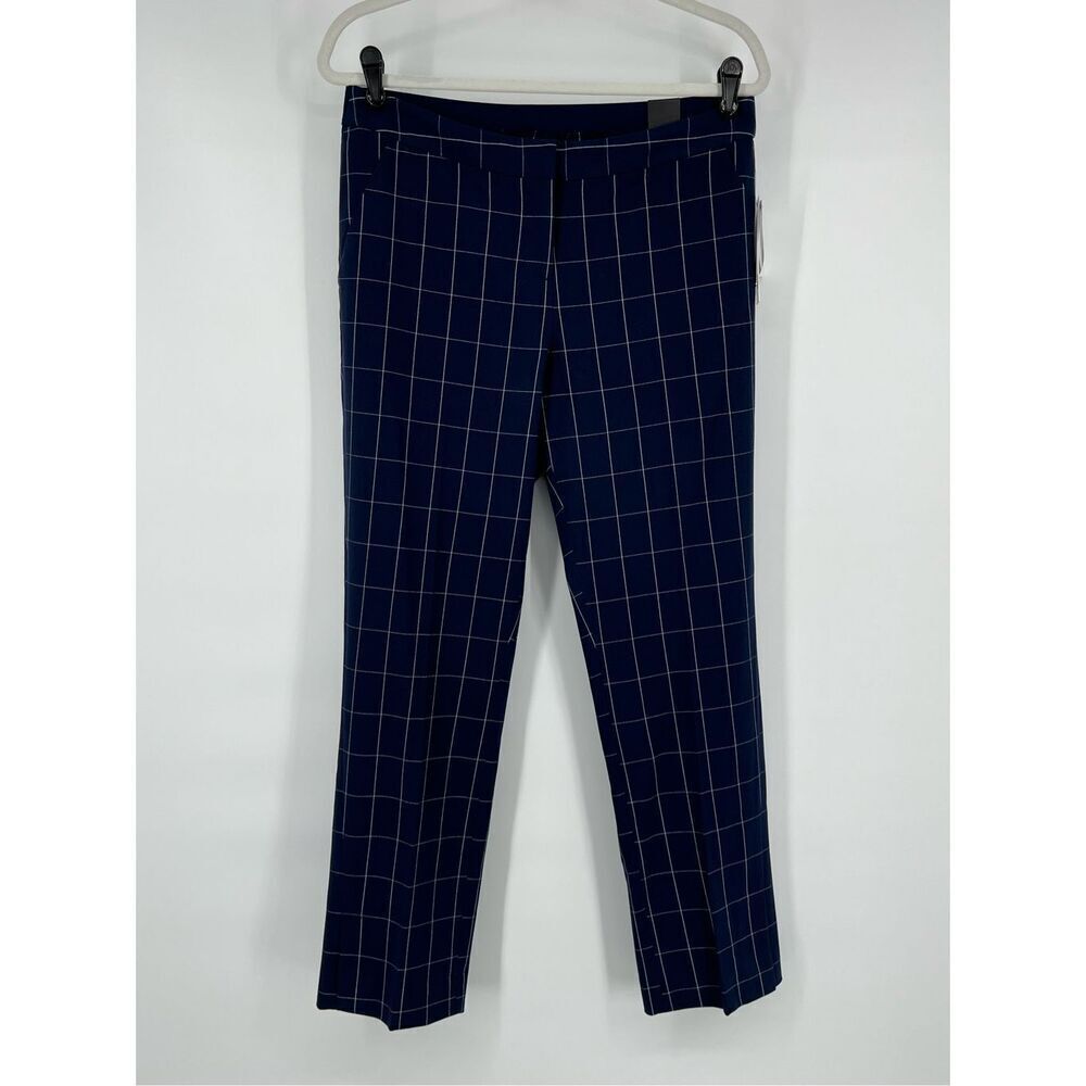 NEW Amanda & Chelsea Hannah Windowpane Modern Fit Straight SplitHem Pant Size 8